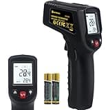 KETOTEK Infrarot Thermometer, Temperaturmessgerät IR Pyrometer Digital Laser Thermometer Berührungslos 50°C bis 600°C Temperaturmesser mit LCD Einstellbarer Emissionsgrad, für Küche Barbecue Pizzaofen