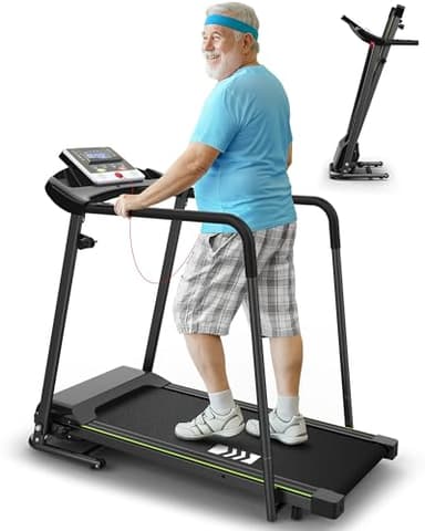 CIIHI Laufband für Senioren – Laufband für Zuhause Klappbar mit 136kg Traglast – Langen Handläufen – Senioren Wiederherstellung & Fitness | mit Herzfrequenzmessung