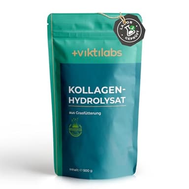 Kollagen Pulver, 500g, aus Grasfütterung, 18 Aminosäuren, für 50 Tage, Proteinshake (1 Beutel) (1er Set)