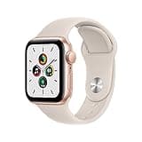 Apple Watch SE (1. Generation) (GPS, 40mm) Smartwatch - Aluminiumgehäuse Gold, Sportarmband Sternenlicht - Regular. Fitness-und Aktivitätstracker, Herzfrequenzmesser, Wasserschutz