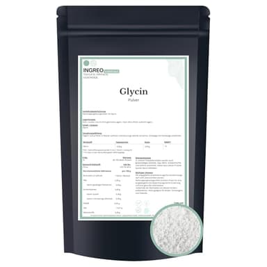 Ingreo® Glycin Pulver – 100% rein ohne Zusätze | Feine Aminosäure für Schlaf, Regeneration & Nerven | Abgefüllt in Hamburg nach HACCP-Standard (500g)