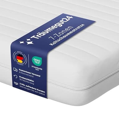 Träumegut24 AquaFlex 7-Zonen Matratze 140x200 cm | H2&H3 | Ergonomische Kaltschaummatratze | Hypoallergen & Antibakteriell | Bezug abnehmbar & waschbar | Oeko-TEX® | (12cm, 140 x 200 cm)