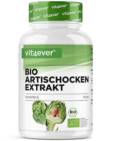 Bio Artischocken Extrakt - 240 Kapseln - 1800 mg je Tagesdosis (2,5% Cynarin) - Echter 20:1 - Laborgeprüft & zertifizierte Bio Qualität - Hochdosiert - Vegan