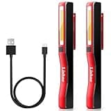 Linkax LED Arbeitsleuchte Werkstattlampe 2 Stück, Taschenlampe LED Aufladbar, COB Handlampe mit Magnet Clip für Auto Reparatur Notfall Garage Werkzeug Werkstatt Zubehör, Papa Kinder Männer Geschenk