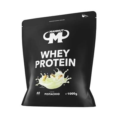 Mammut Nutrition Whey Protein Pulver Pistachio – 1kg – 28g Protein pro Portion – Eiweißpulver mit hohem BCAA-Anteil – Perfekte Löslichkeit in Wasser & Milch – Ideale Zwischenmahlzeit