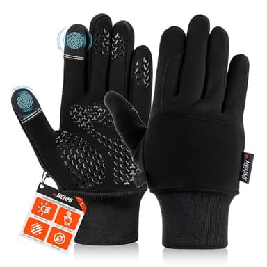 HENMI Fahrradhandschuhe Winter Herren Damen,Warme Winddichte Touchscreen-Handschuhe mit rutschfestem Grip für Radfahren, Wandern, Skifahren & Autofahren (L)