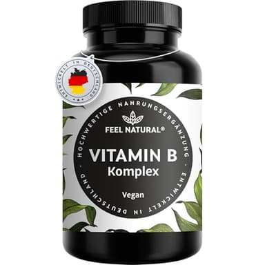 Vitamin B Komplex hochdosiert - Alle 8 B-Vitamine (B1, B2, B3, B5, B6, B7, B9, B12) - 500µg Vitamin B12 - bio-aktive Vitamin B-Formen - laborgeprüft, in Deutschland produziert - 180 vegane Kapseln