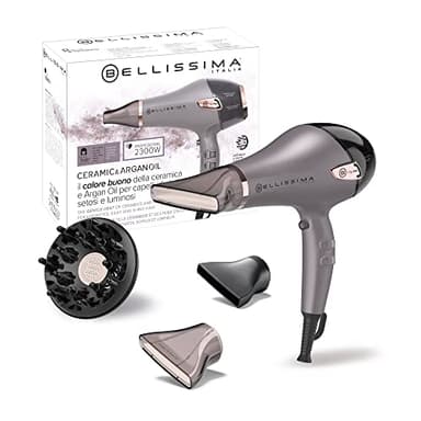 Bellissima Ceramic&Argan Oil, professioneller Haartrockner, Keramiktechnologie und Arganöl, Leistung 2300 W, 3 Temperaturen, Ionisator, Cold Shot, 2 Düsen, Keramikdiffusor