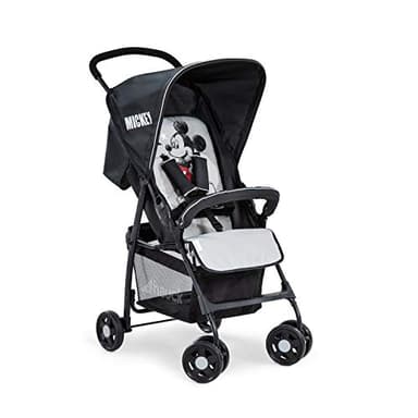 hauck Buggy Sport, Disney Mickey Stars Schwarz - Federleichter Reisebuggy 5,9 kg - mit Liegefunktion für Kinder ab Geburt bis 15 kg - Klein Zusammenklappbar, Großer Einkaufskorb bis 3 kg