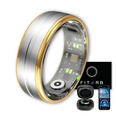 Fitorb Smart Ring Pro - Das Original. High-Tech Fitness- & Gesundheitsring, Schlafanalyse, 24/7 Aktivitätstracking. Temperaturmessung, Stress. Proberinge. (Saturn, Silber, 20,0 mm (10))