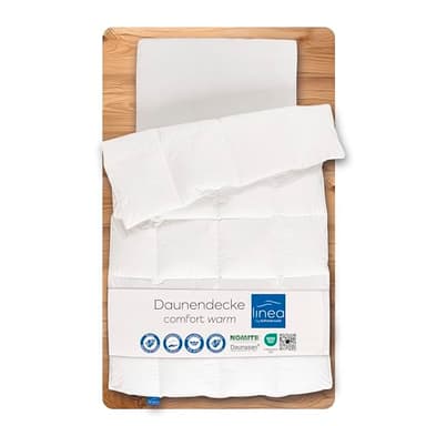 LINEA by böhmerwald - comfort - kuschlige Daunendecke warm, 155x220, 90% Daunen / 10% Federn, Allergiker geeignet, waschbar bis 60 °C, in Deutschland produziert