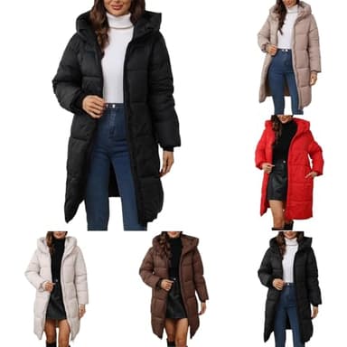 Angxiwan wintermäntel damen Winterjacke Lang Warm Wintermantel Leicht Daunenjacke Winter Puffer Jacke Outdoor Steppmantel Reißverschluss Daunenmantel mit Kapuze Mantel Parka winterjacke