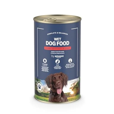 by Amazon Hundefutter, nass, Dose, Stücke mit Rind in Sauce, 1,24 kg