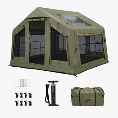 TOMOUNT Aufblasbares Zelt 6 Personen 300D Wasserdicht Polyester Familienzelt einfach einzurichten Glampingzelt mit Aufbewahrungstasche und Luftpumpe campingzelt für Outdoor, Camping, Hiking, Festival