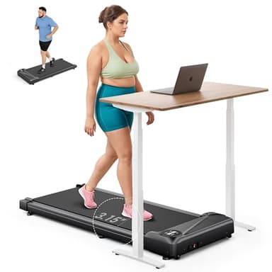 THERUN Schreibtisch Walking Pad mit Leise 2,5 PS-Motor, 2 in 1 Kleines Laufband mit Fernbedienung und LED-Panel für Zuhause und Büro
