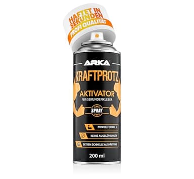 Aktivator Spray 200 ml für Sekundenkleber – Aushärtungsbeschleuniger blitzschnell in 1–4 Sek – hitze- & wasserfest, rückstandsfrei – für Cyanacrylat, Kunststoff, Glas, Metall, Holz – KRAFTPROTZ