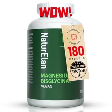 Magnesium Bisglycinat Hochdosiert - 300mg Magnesium pro Tagesdosis, 180 Vegan Kapseln, Premium: Chelatiertes Magnesiumglycinat, hochdosiert