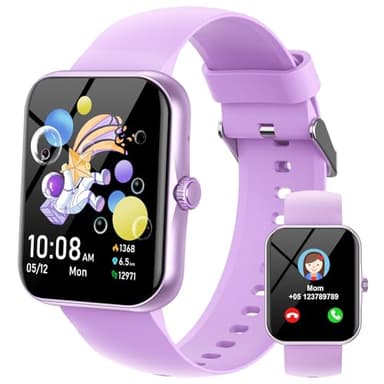 Smartwatch Kinder, Kinder Sport Fitness Uhr für Mädchen Jungen mit Schrittzähler, 100+ Sportmodi, Wecker, Spiele, Stoppuhr, Kinderuhr, Nachrichten, Aktivitäts Watch für Teens 5-16 Geschenke, Violett