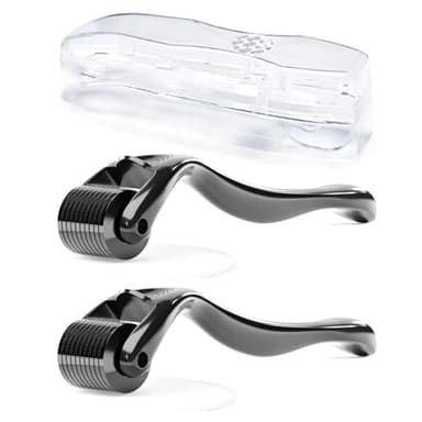 2 Stück Dermaroller Set, 0.5mm & 1.0mm Nadeln, Bartroller & Narbenroller, Microneedling für Gesicht & Kopfhaut, Hautverjüngung & Haarwachstum, Anti-Aging & Narbenpflege