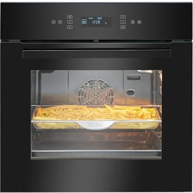 Bomann Einbau-Backofen mit Pyrolyse | Grill, AirFry, Umluft Ober-& Unterhitze | 67 Liter | Touch-Display | Schnellaufheizung | 50–280 °C | Zubehör-Set | autark | Energieklasse A | EBO 7912 schwarz