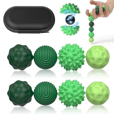 8PCS Magnetic Fidget Balls (8 Stück), Magnetkugeln Stressball Silikon Magnetische Sensorik Bälle Spielzeug, Sensorisches Spielzeug Anti Stress Stimming Sensory Fidget Toys für Erwachsene ADHS (Green)