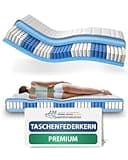 AM Qualitätsmatratzen Hochwertige 7-Zonen Taschenfederkernmatratze 130x200 cm - 24 cm Premiumhöhe - Tonnentaschenfederkernmatratze 130x200cm - H3