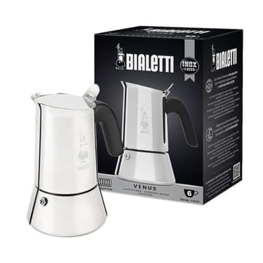Bialetti - New Venus Induction, Edelstahl Herd Espresso-Kaffeemaschine, Geeignet für Alle Herdarten, 6 Tassen, Aluminium, 235 milliliters Silber