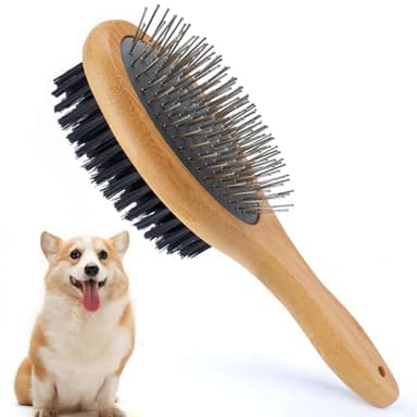 Hundebürste Katzenbürste,Hundeburste Langhaar Kurzhaar Doppelbürste Weiche Bürste für Welpen, Hund und Katzen