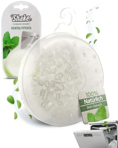SHAKE Spülmaschinen Deo (Minze) • Duft für Geschirrspüler • Frischer Spülmaschine Duft gegen Gerüche • Geruchsentferner Spülmaschine • 1 Stück