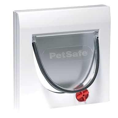 PetSafe Katzenklappe Staywell Klassik, 4 manuelle Verschlussoptionen, Für Haustiere bis 7 kg, Weiß, Maße 22.3x22.3 cm (1er Pack)