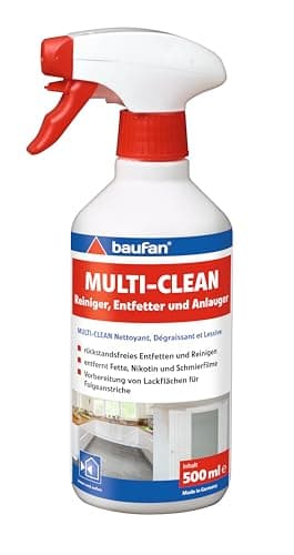 Baufan MULTI-CLEAN Reiniger, Entfetter und Anlauger 500ml - Fettlöser & Küchenreiniger, Multifunktions- und Malerreiniger, Entfernt Fett, Nikotin & Öl rückstandsfrei