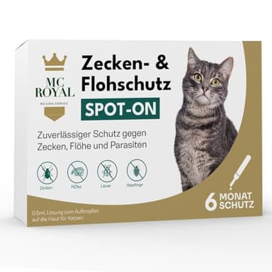 MC-Royal® Spot On Zeckenschutz für Katzen [6 Monate effektiver Schutz vor Zecken] Zeckenmittel für Katzen -Zeckenschutz Katze - Spot On for Cats