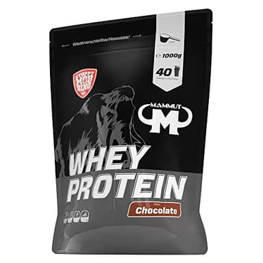 Mammut Nutrition Whey Protein Pulver Chocolate – 1kg – 27g Protein pro Portion – Eiweißpulver mit hohem BCAA-Anteil – Perfekte Löslichkeit in Wasser & Milch – Ideale Zwischenmahlzeit