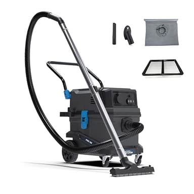 Güde Pro 30 Nass-Trockensauger - 230 Volt, 1800 Watt, 23 Kilopascal Unterdruck, 30 Liter, Staubklasse L, AGW über 1 Milligramm je Kubikmeter, mit Saugschlauch, Edelstahl-Teleskoprohr und Bürstenset