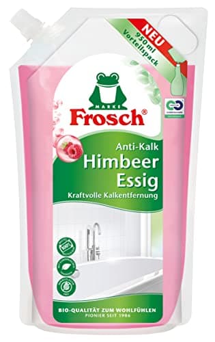 Frosch Himbeer-Essig Anti-Kalk Reiniger, Kraft-Reiniger - extra stark gegen Schmutz und Kalk, für Küche und Bad, im Nachfüllbeutel 1er Pack (1 x 950 ml)