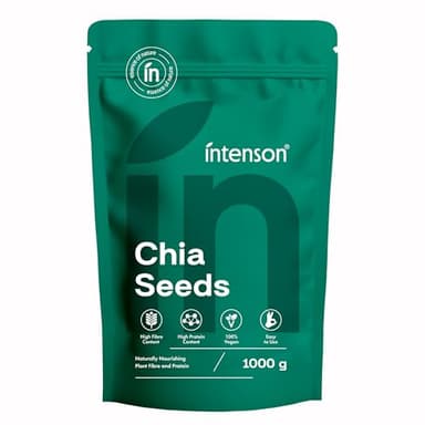 Intenson Chiasamen, 1000 g, Natürlich reich an Ballaststoffen und pflanzlichem Protein, Vegan, Glutenfrei, Ohne Zuckerzusatz, GMO-frei