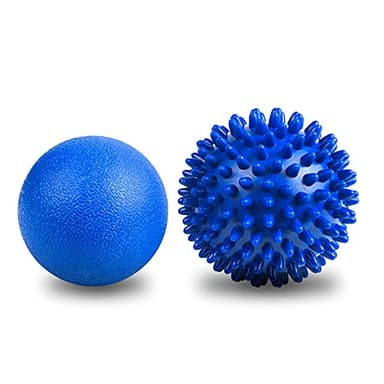 URAQT Massagebälle Faszienball, 2 Stück Faszien Kugel Fitness Massageball Hart, Igelball mit Noppen, für Füße Hände Rücken Beine (Blau)