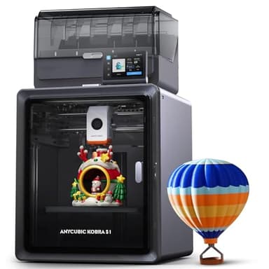 Anycubic Kobra S1 Combo 3D-Drucker Mehrfarbig für Amazon, Trocknung Filament während des Drucks, 600 mm/s Hochgeschwindigkeit, Intelligenter Druck, Druckgröße 250 x 250 x 250 mm