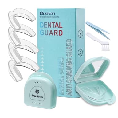 Musivon Knirscherschiene für Nacht, 4 Stück Zahnschiene Knirschen, Wiederverwendbar Aufbissschiene für Nacht Anti Schnarch Schiene für Prevent Bruxismus, Verbessert den Schlaf (2S+2L)