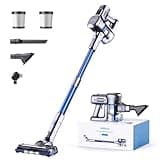 Lubluelu 25000 Pa Akku Staubsauger| Staubsauger Kabellos Saugleistung |25.9V Akkusauger Freistehend|50Min.Laufzeit|120.000U/Min|Staubsauger für Tierhaare,Teppich & Harter Boden (Blau)