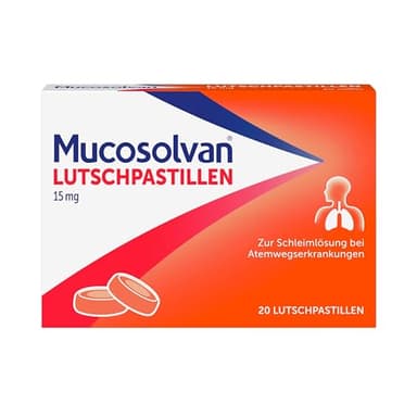 Mucosolvan® Lutschpastillen | 20 Stück | Hustenlöser bei Husten, festsitzendem Schleim & Bronchitis | Mit Ambroxol für schnelle Hustenlinderung | Praktische Einnahmeform | Mit Sofortwirkung