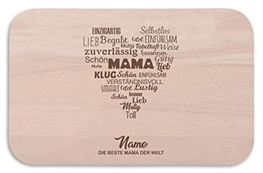 Frühstücksbrettchen - Die Beste Mama der Welt - Personalisiert mit Namen - Geschenk zum Muttertag - Geburtstagsgeschenk für Mama - Beste Mama der Welt - Brotzeitbrett