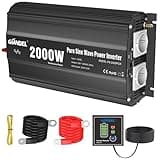 GIANDEL 2000W Wechselrichter 12V auf 230V Reiner Sinus KFZ Spannungswandler Kompatibel mit LiFePO4 Power Inverter mit Fernbedienung und USB Anschlüsse für Wohnmobil LKW Auto Camping