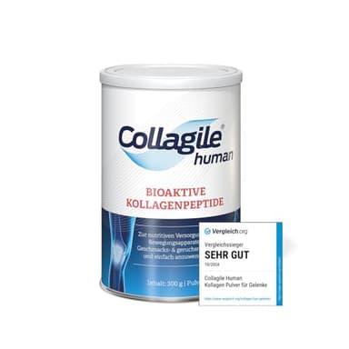 Collagile human 300g – Test: SEHR GUT – Bioaktive Kollagen Peptidfraktionen – Nutrifunktionelles Gelenkpulver – unterstützt den gesamten Bewegungsapparat