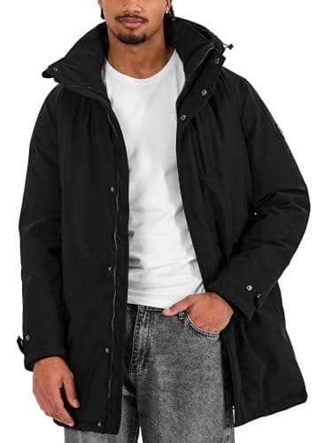 Redbridge Winterparka Langer warm gefütterter Parka mit Kapuze Wetterfeste Winterjacke mit Reißverschluss & Brusttasche Schwarz XXL