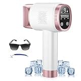 21J IPL Geräte Haarentfernung mit Eiskühlungssystem, Laser Haarentfernung mit 3 Funktionen, 9 Energiestufen, Haarentfernung Laser für Frauen Männer Gesicht Arme Bikinizone Körper Beine, Rose Gold