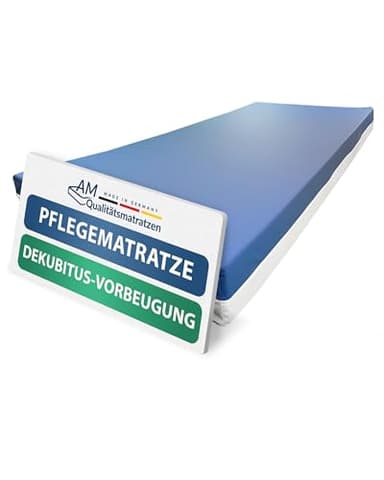 AM Qualitätsmatratzen Dekubitus Prophylaxe Matratze für Pflegebett 90x200 - Made in Germany - wasserdichte Pflegebettmatratze für die Heimpflege 90x200 cm - Matratze mit festen Sitzkanten