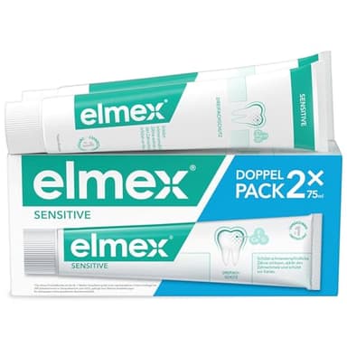 elmex Zahnpasta Sensitive 2x75ml – sanfte Zahnreinigung und Schutz für schmerzempfindliche Zähne – klinisch bestätigt für starke Zähne und gegen Karies