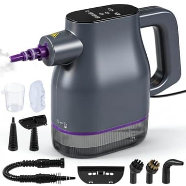 1350W Dampfreiniger Handgerät mit 15s Schnellaufheizung auf 130°C – Touchscreen Kindersicherung 400ml Handdampfreiniger & Chemiefrei Steam Clean 9 Zubehör für Auto, Sofa, Boden, Bad, Fliesen, Fenster