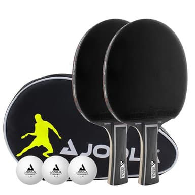 JOOLA Tischtennis Set Black Duo PRO 2 Tischtennisschläger + 3 Tischtennisbälle + Tischtennishülle, schwarz, 6-teilig